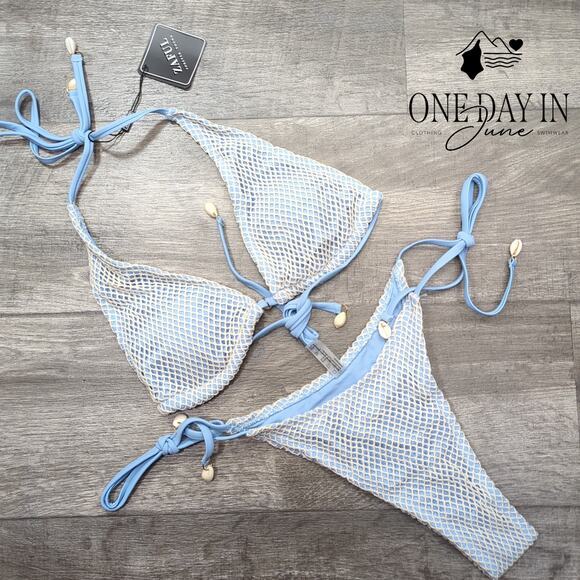 Zaful High Cut Tie Side Tie Back Bikini Swimsuit Size S - Picture 3 of 7